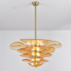 Elegant Chandelier Glass Petals Gold Adjustable Height 8