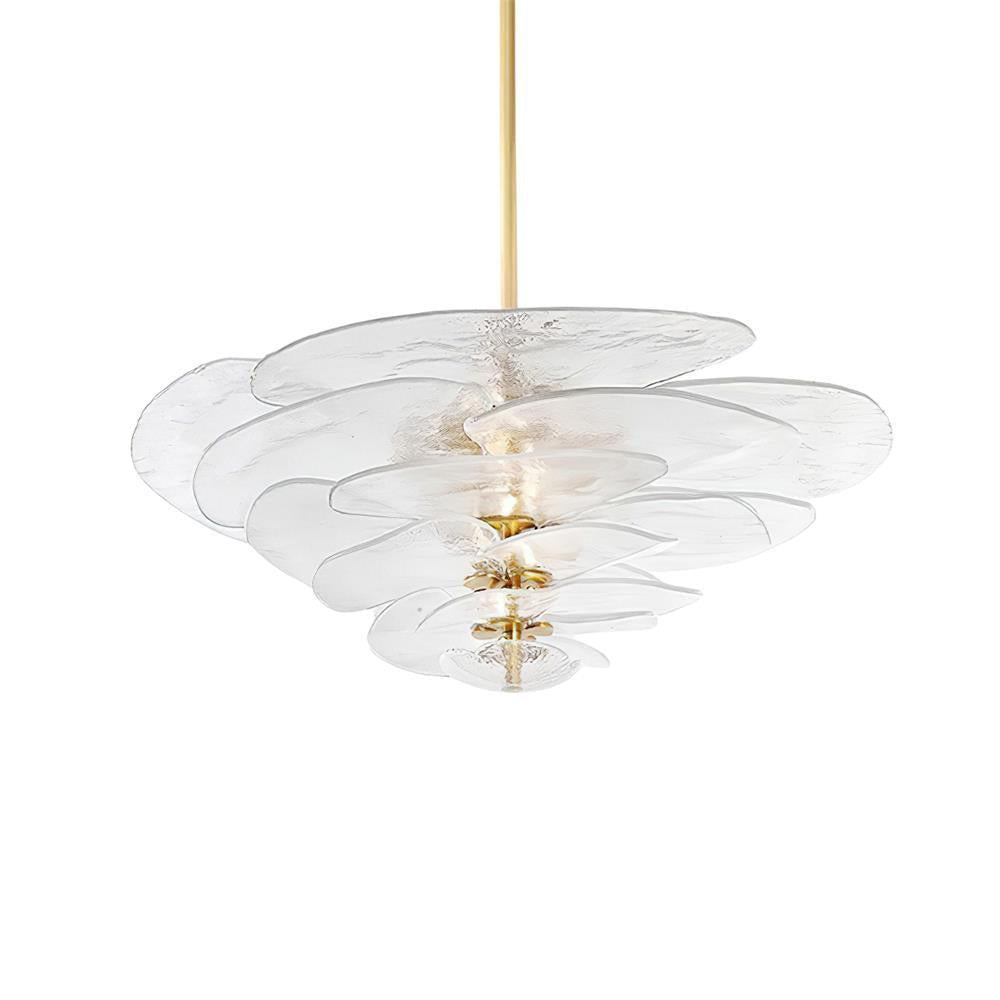 Elegant Chandelier Glass Petals Gold Adjustable Height 9