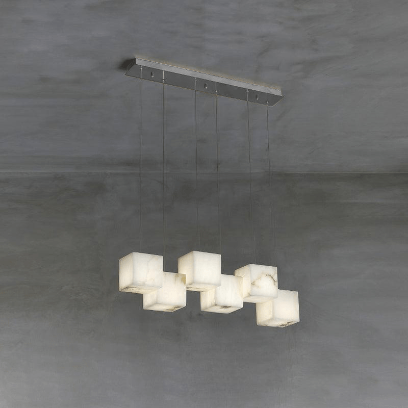 Elegant Chandelier Natural Alabaster Adjustable Height 10