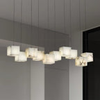 Elegant Chandelier Natural Alabaster Adjustable Height 6