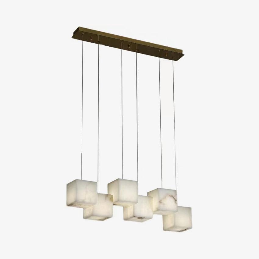 Elegant Chandelier Natural Alabaster Adjustable Height 7
