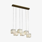 Elegant Chandelier Natural Alabaster Adjustable Height 7