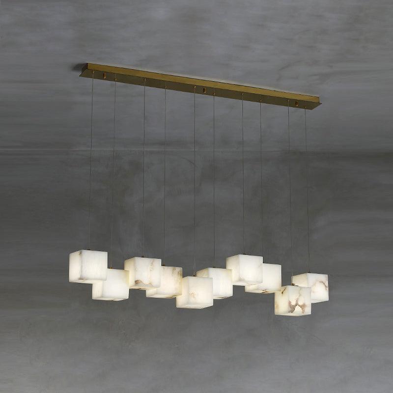 Elegant Chandelier Natural Alabaster Adjustable Height 9