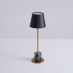 Elegant Cordless Table Lamp Gold Metal Black Marble 0