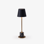 Elegant Cordless Table Lamp Gold Metal Black Marble 1