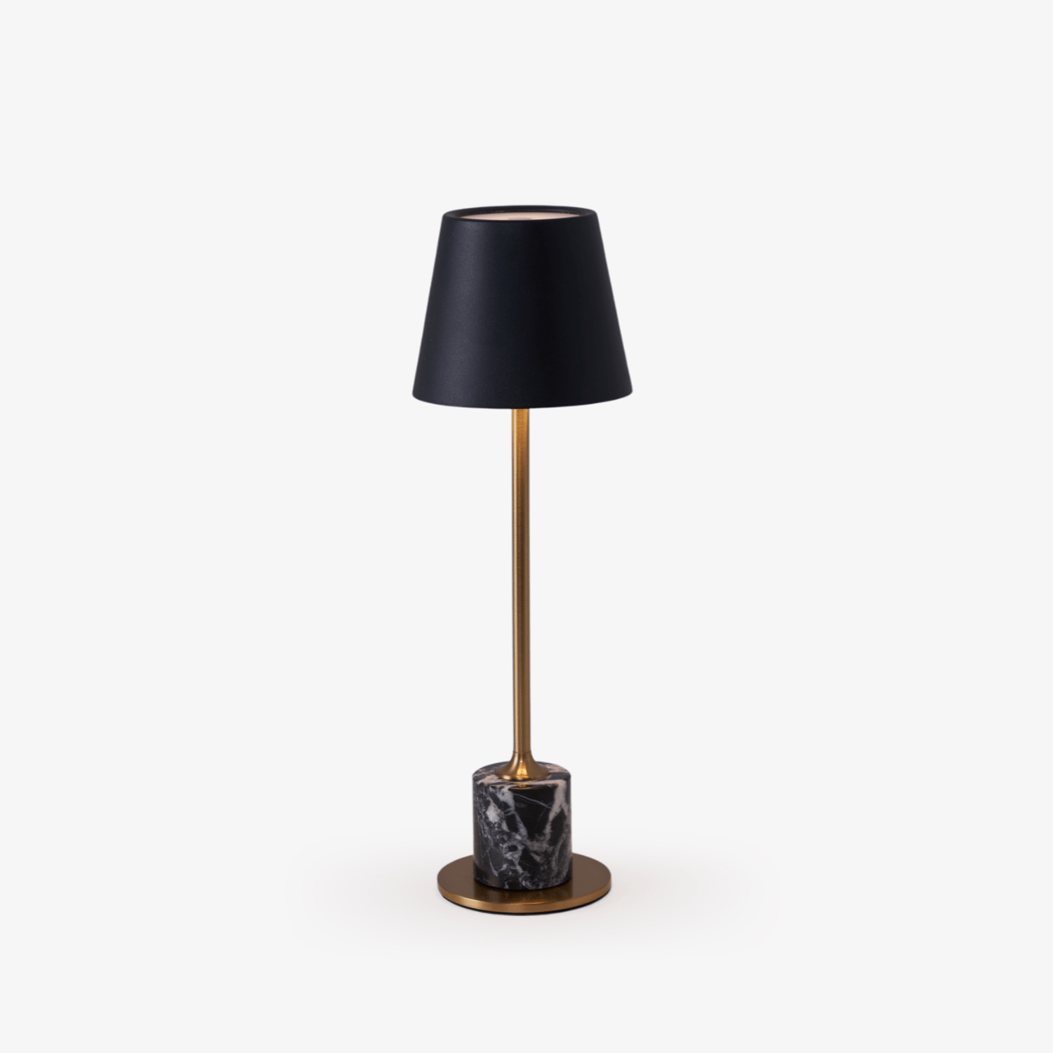 Elegant Cordless Table Lamp Gold Metal Black Marble 1