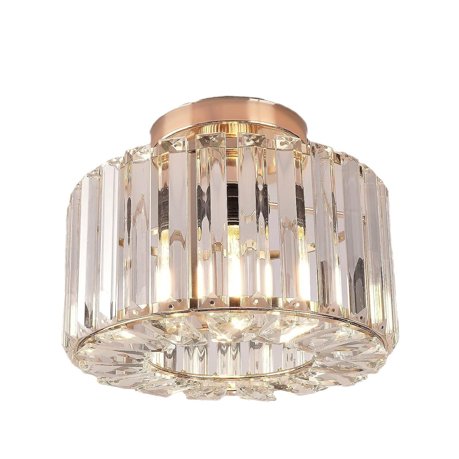 Elegant Crystal Flush Mount Ceiling Light Modern Round Bedroom Hallway Home Decor Stack Clear 0