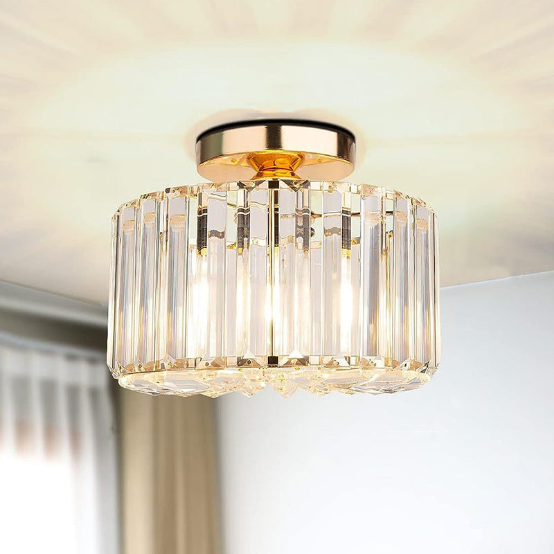 Elegant Crystal Flush Mount Ceiling Light Modern Round Bedroom Hallway Home Decor Stack Clear 4
