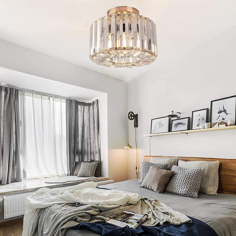 Elegant Crystal Flush Mount Ceiling Light Modern Round Bedroom Hallway Home Decor Stack Clear 5