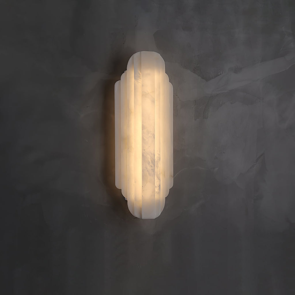Elegant Dimmable Alabaster Wall Sconce Metal Base 0