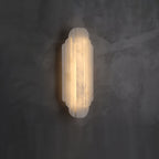 Elegant Dimmable Alabaster Wall Sconce Metal Base 0