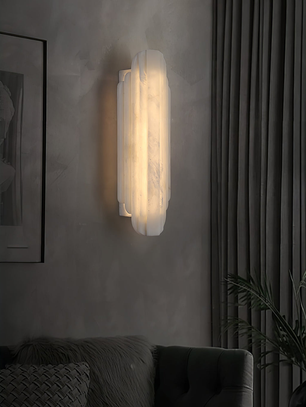Elegant Dimmable Alabaster Wall Sconce Metal Base 5