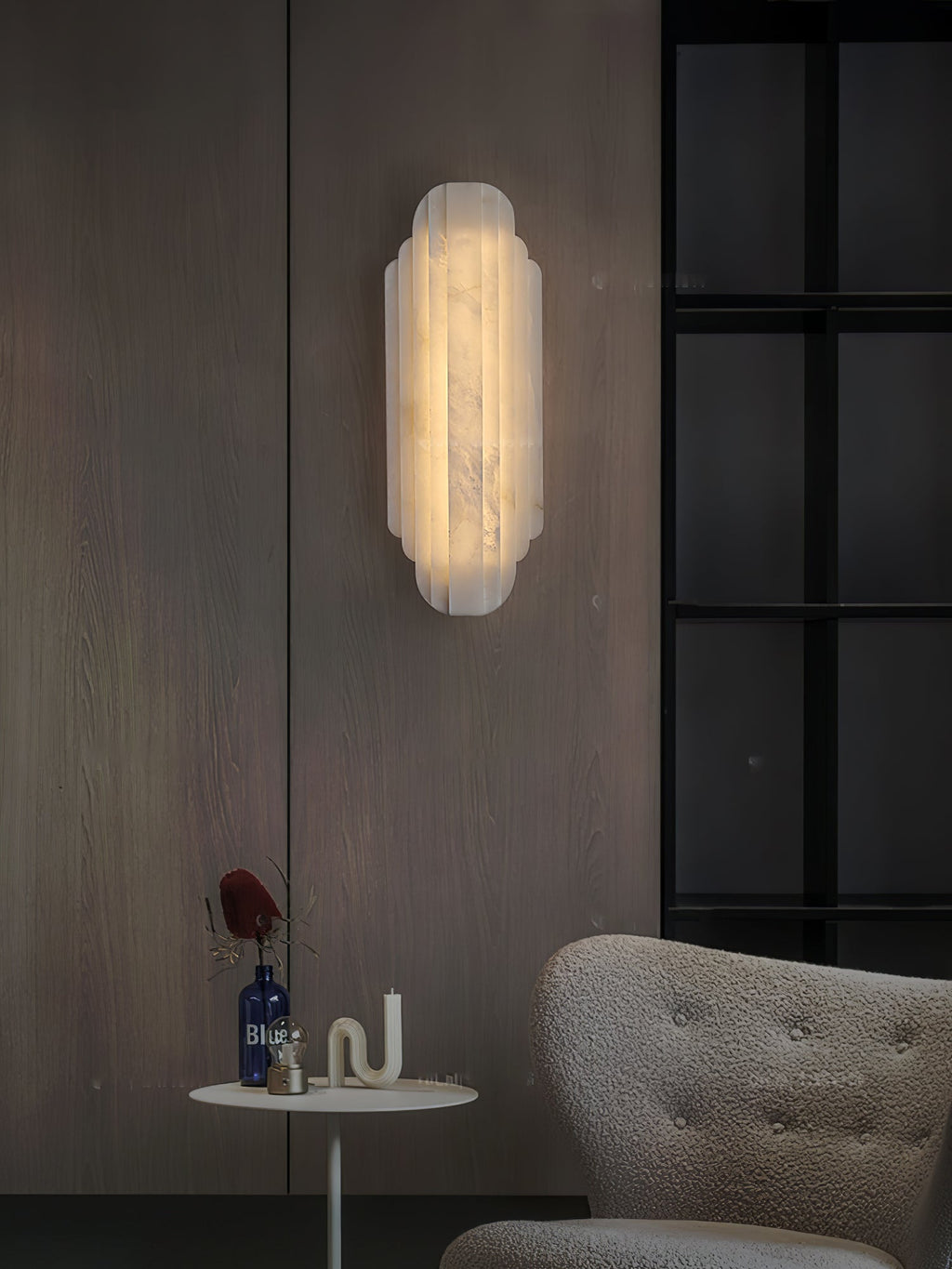 Elegant Dimmable Alabaster Wall Sconce Metal Base 7