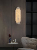 Elegant Dimmable Alabaster Wall Sconce Metal Base 7