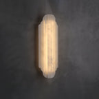 Elegant Dimmable Alabaster Wall Sconce Metal Base 9