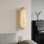 Elegant Dimmable Alabaster Wall Sconce Metal Base 99