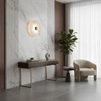 Elegant Dimmable Alabaster Wall Sconce With Brass Accent 7