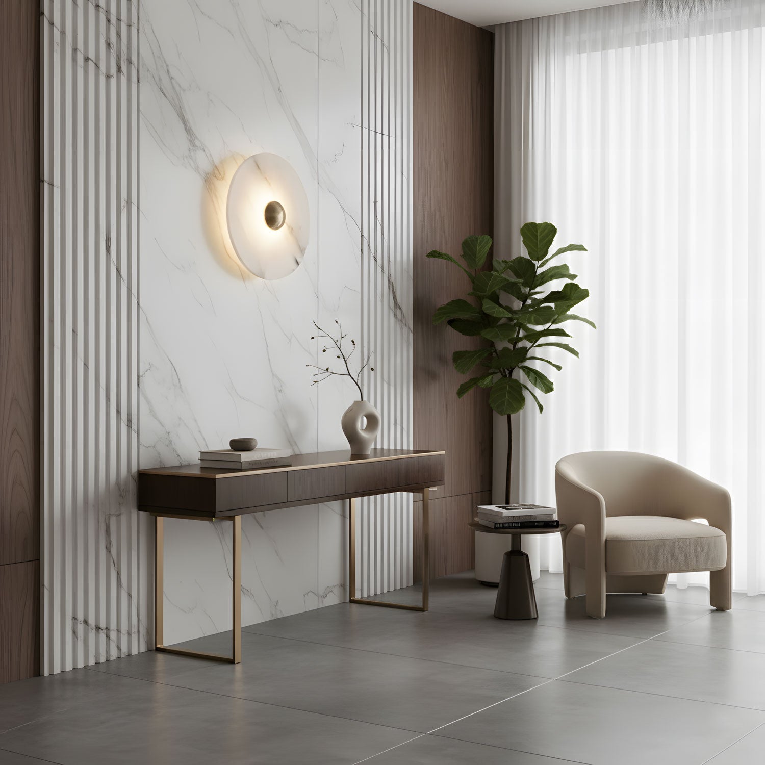 Elegant Dimmable Alabaster Wall Sconce With Brass Accent 7