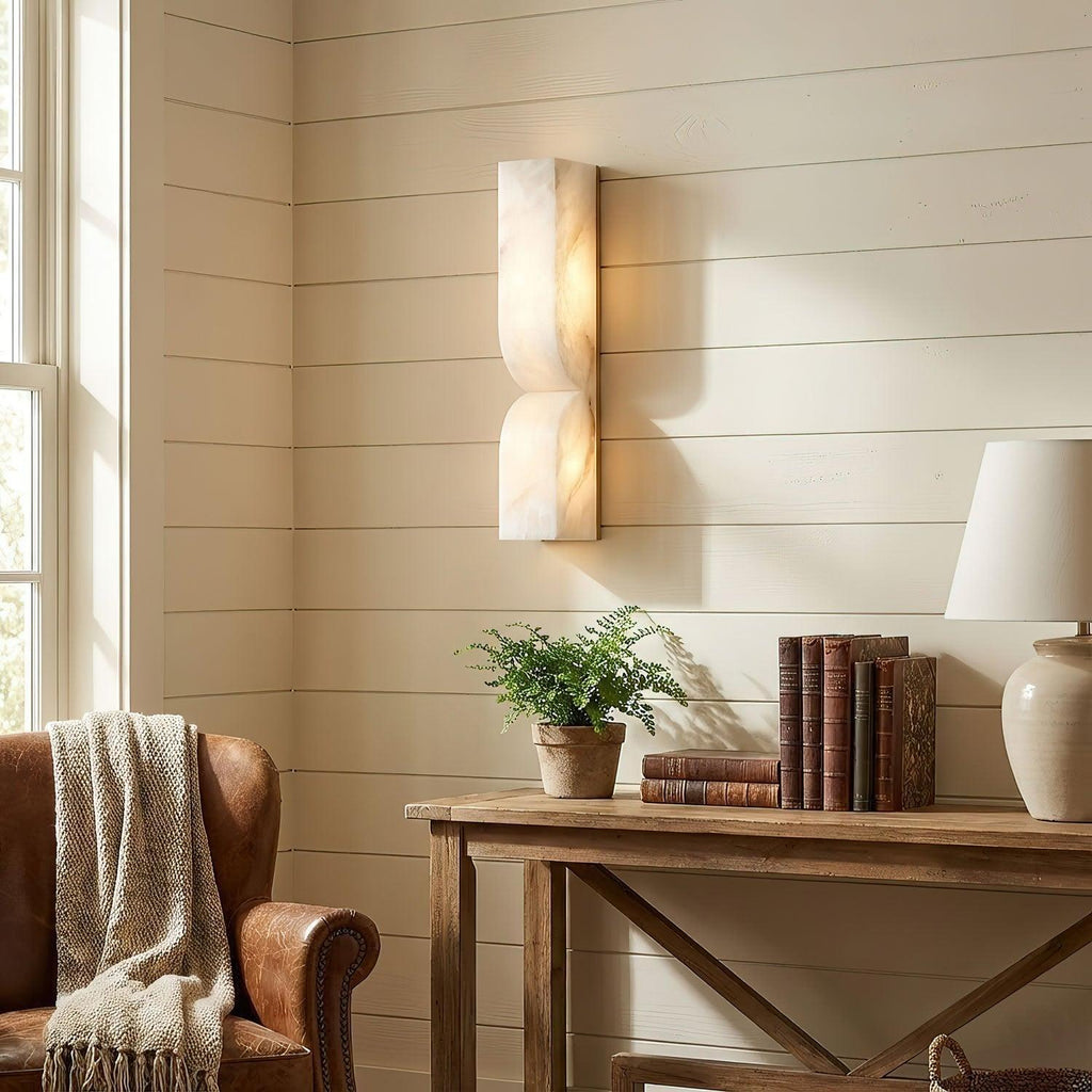 Elegant Dimmable Wall Sconce in Alabaster Finish 1