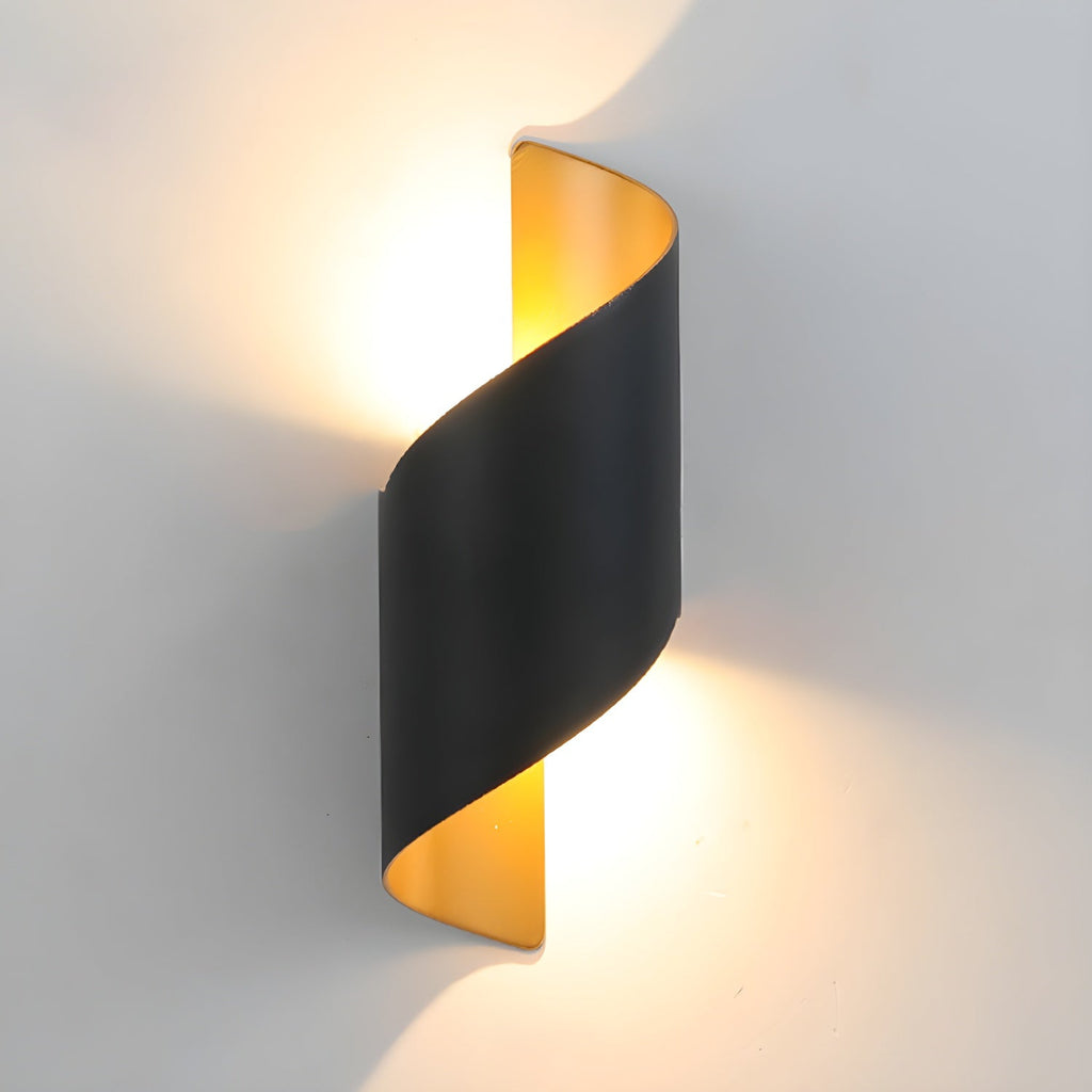 Elegant Dual-Light LED Wall Sconce Metal Black Gold Finish 10
