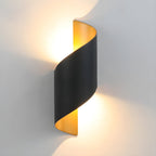 Elegant Dual-Light LED Wall Sconce Metal Black Gold Finish 10
