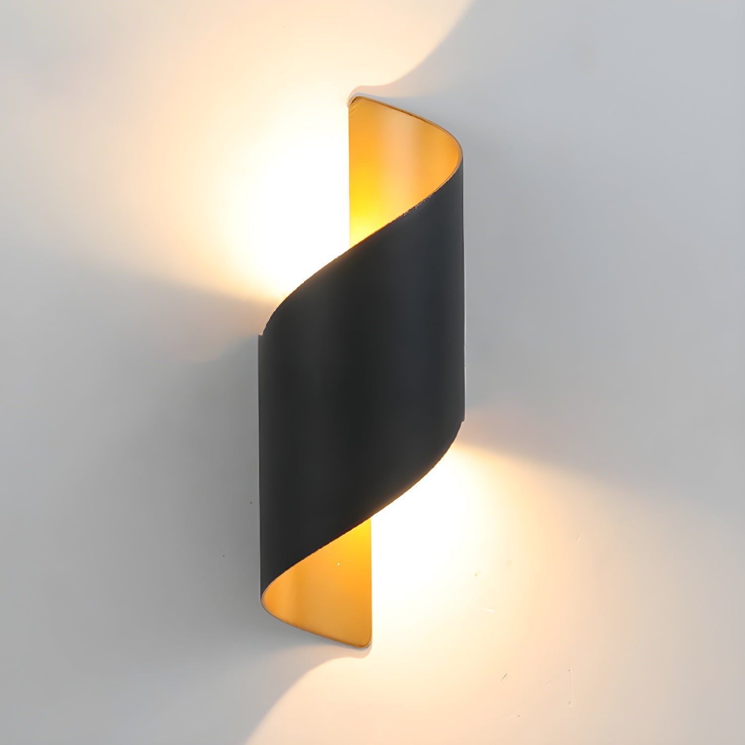 Elegant Dual-Light LED Wall Sconce Metal Black Gold Finish 10