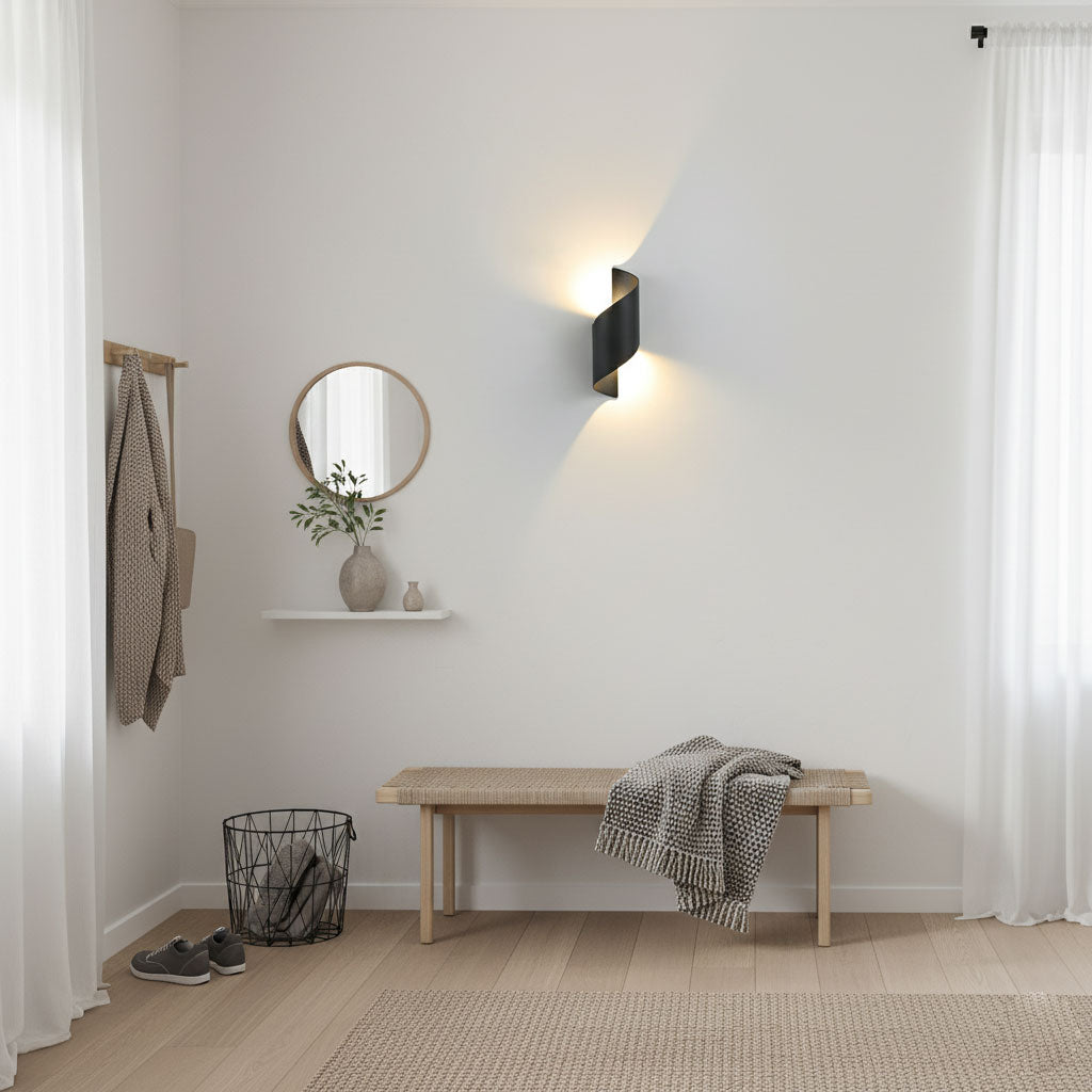 Elegant Dual-Light LED Wall Sconce Metal Black Gold Finish 4