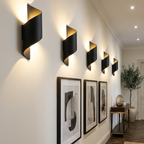 Elegant Dual-Light LED Wall Sconce Metal Black Gold Finish 99
