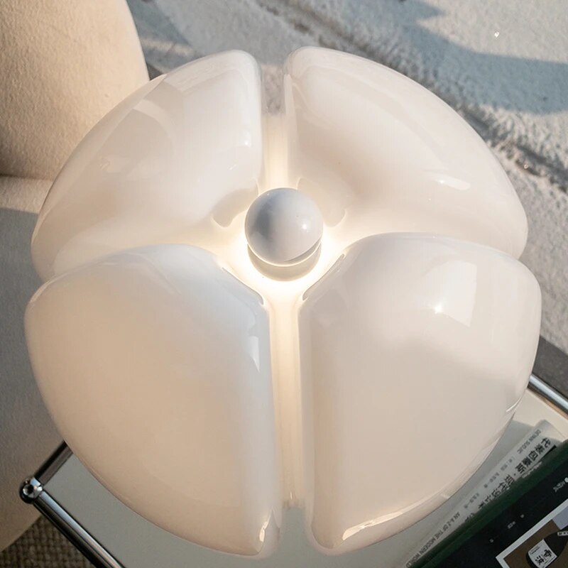 Elegant Floral Bedside Lamp Acrylic Steel White 4