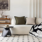 Elegant French Retro Black Border Cushion Covers – 45x45 cm Cotton-Polyester Blend with Zip Closure – Textured Home Decor 3