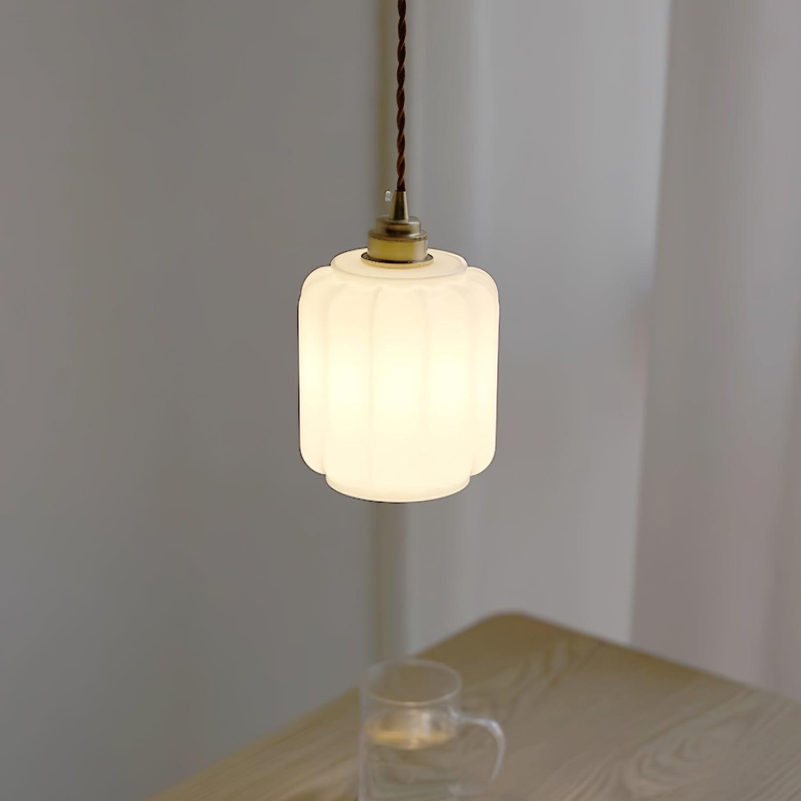 Elegant Glass Pendant Light with Brass Finish for Kitchen Lighting 2