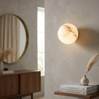 Elegant Gold Finish Alabaster Wall Light for Timeless Ambiance 99