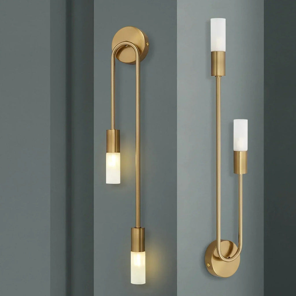 Elegant Gold Twin-Scoop Wall Sconce with Acrylic Finish 1