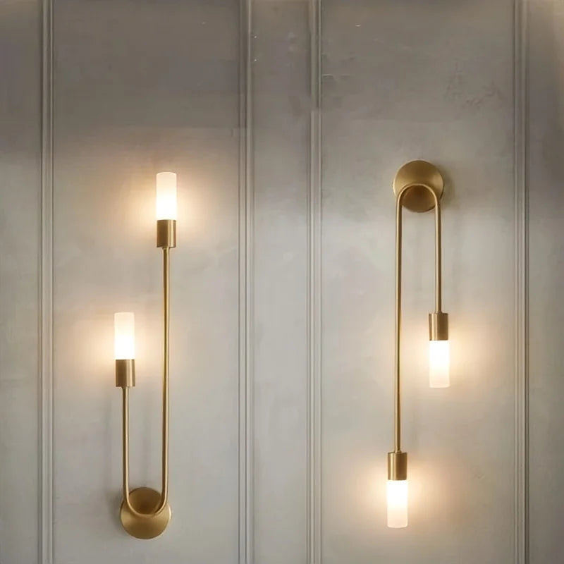 Elegant Gold Twin-Scoop Wall Sconce with Acrylic Finish 2