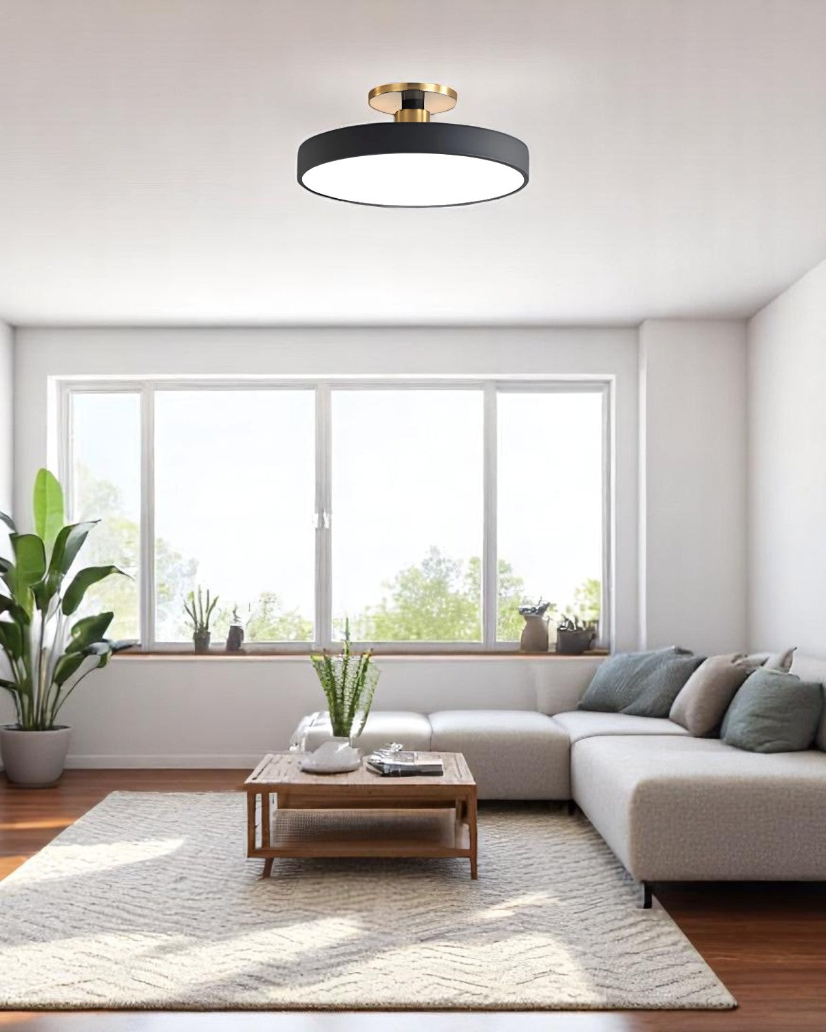 Elegant Gold and White Semi-Flush Ceiling Lamp – Modern LED Ceiling Light Fixture for Living Room and Kitchen 2