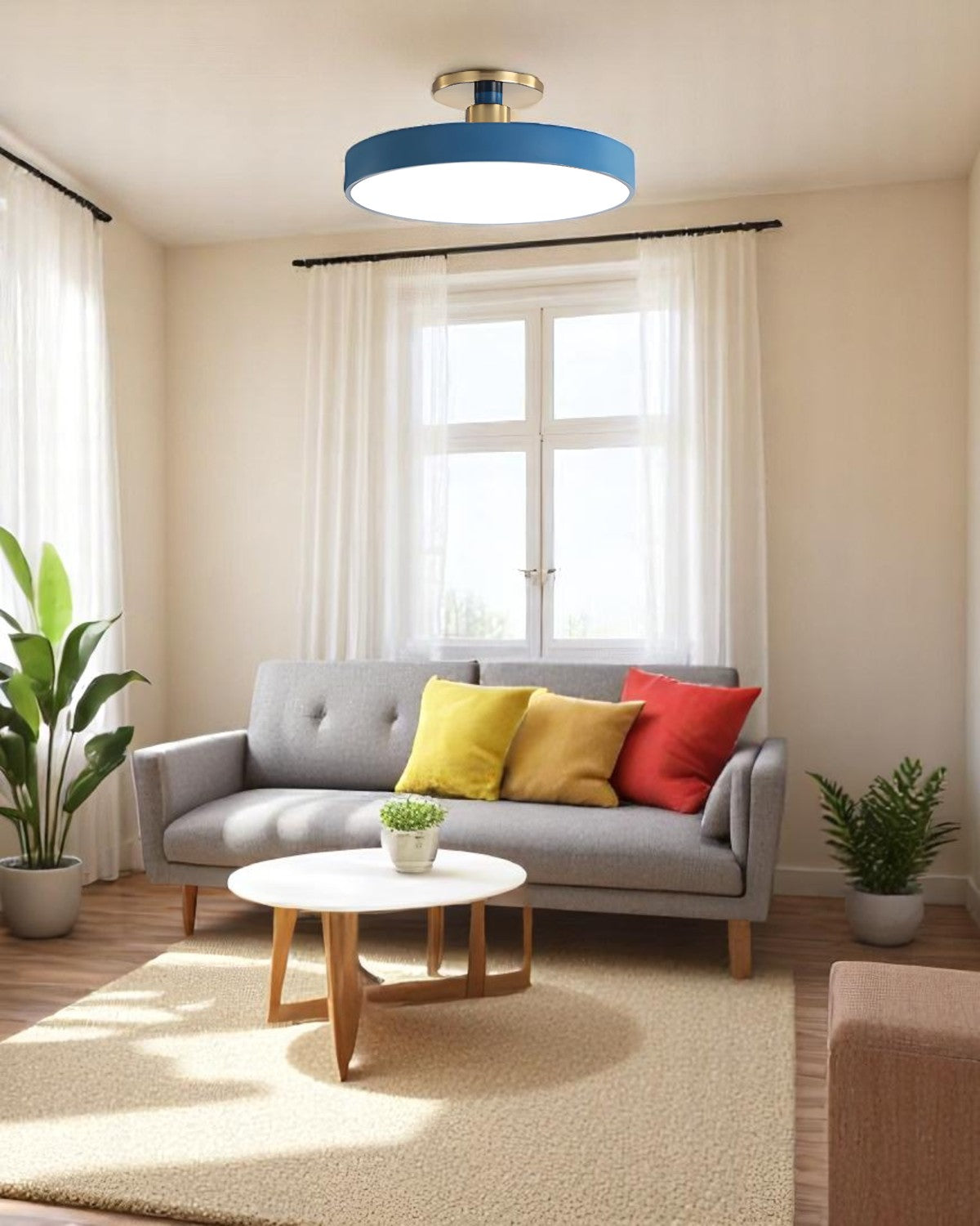 Elegant Gold and White Semi-Flush Ceiling Lamp – Modern LED Ceiling Light Fixture for Living Room and Kitchen 7