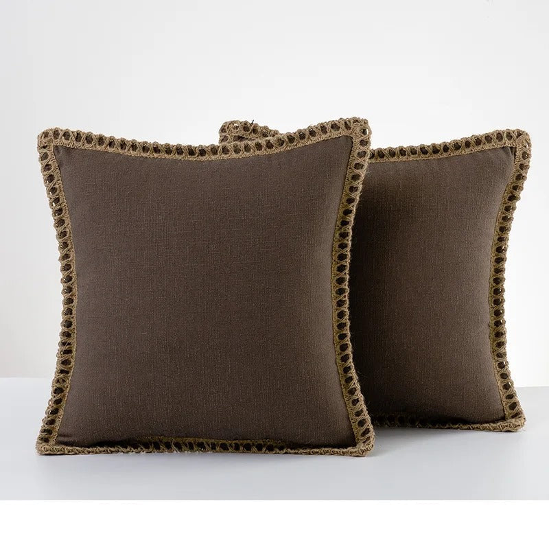 Elegant Grey and Red Pillow Cover – Cozy Farmhouse Cushion Cover in Various Sizes for Home Decor 0