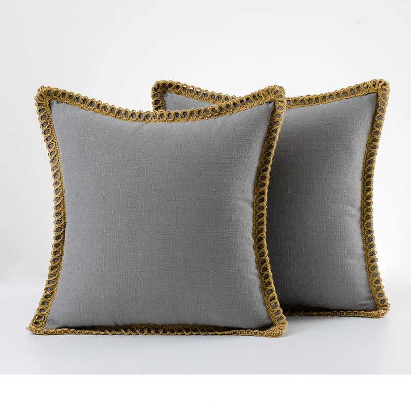 Elegant Grey and Red Pillow Cover – Cozy Farmhouse Cushion Cover in Various Sizes for Home Decor 10