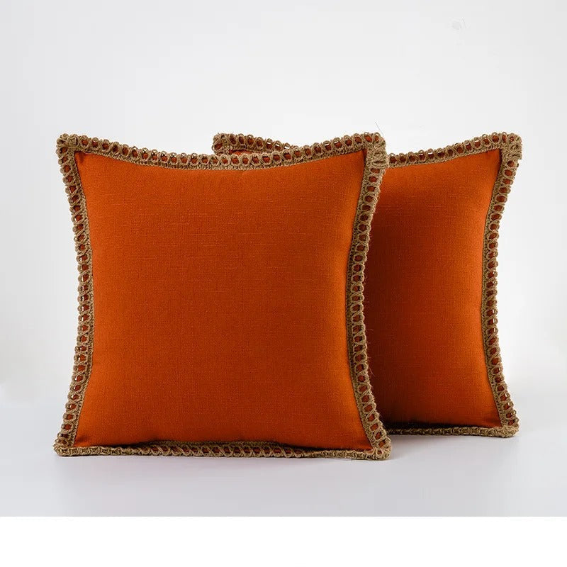 Elegant Grey and Red Pillow Cover – Cozy Farmhouse Cushion Cover in Various Sizes for Home Decor 9