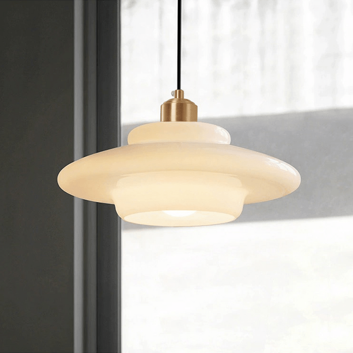 Elegant Mid-Century Glass Pendant Light – Adjustable Brass Hanging Lamp for Kitchen and Living Room 4