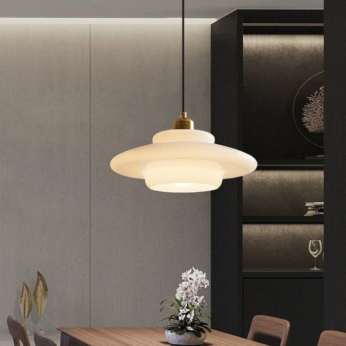 Elegant Mid-Century Glass Pendant Light – Adjustable Brass Hanging Lamp for Kitchen and Living Room 5