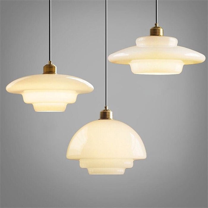 Elegant Mid-Century Glass Pendant Light – Adjustable Brass Hanging Lamp for Kitchen and Living Room 9