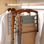 Elegant Multi-Bar Clothes Hanger Wooden Finish 0