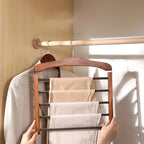 Elegant Multi-Bar Clothes Hanger Wooden Finish 1