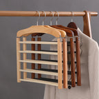 Elegant Multi-Bar Clothes Hanger Wooden Finish 2