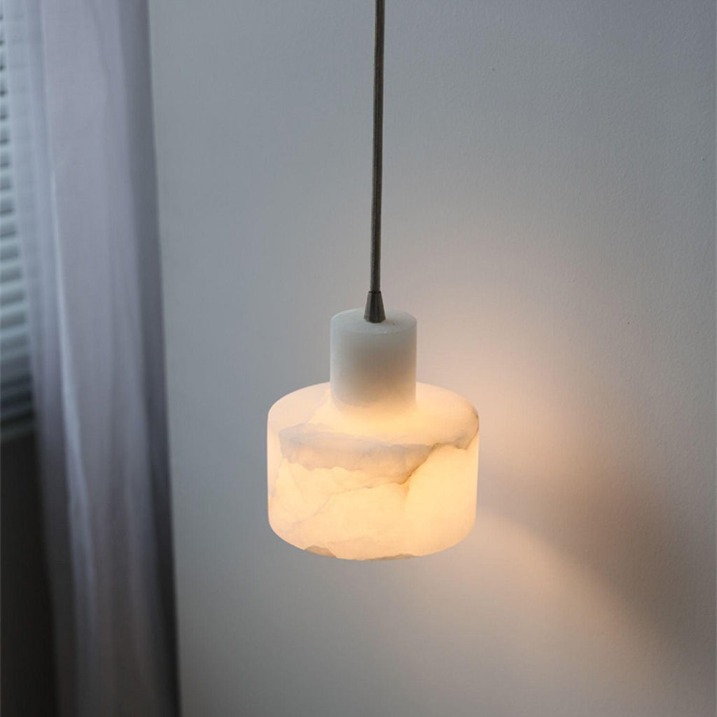 Elegant Pendant Light Alabaster Adjustable Height 8