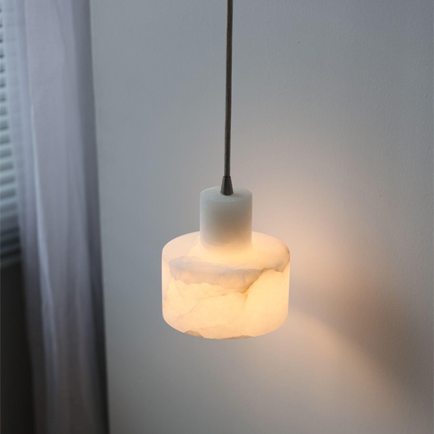 Elegant Pendant Light Alabaster Adjustable Height 8