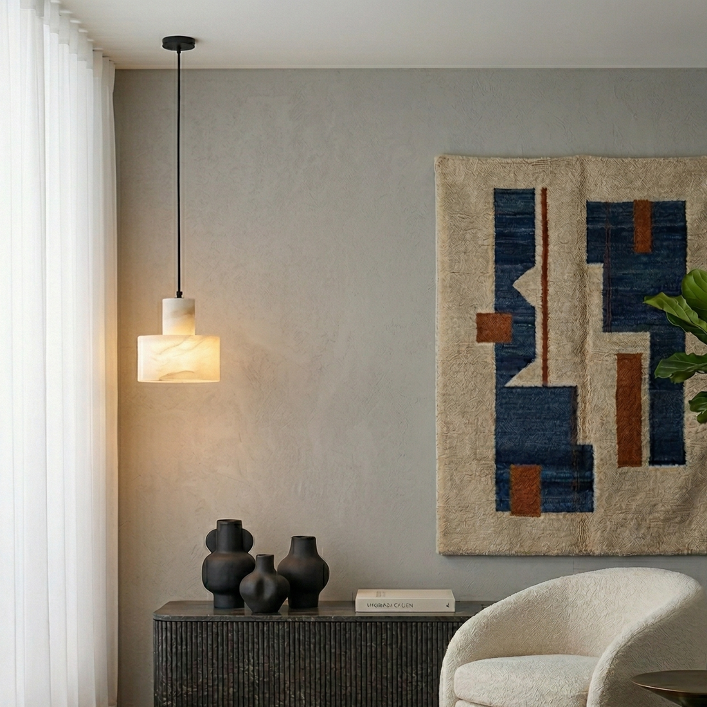 Elegant Pendant Light Alabaster Adjustable Height 99