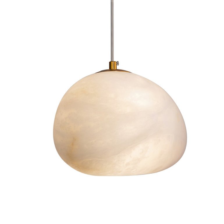 Elegant Pendant Light Brass Alabaster Adjustable Height 0