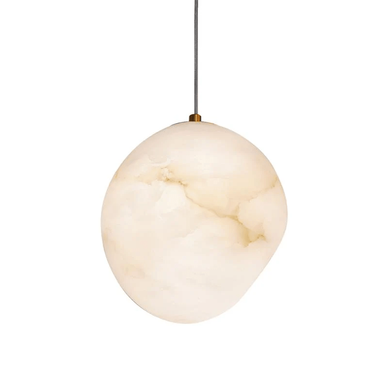 Elegant Pendant Light Brass Alabaster Adjustable Height 10